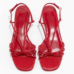 NWOT Red H&M Snakeskin Strappy Sandals size 40 or 9 US.